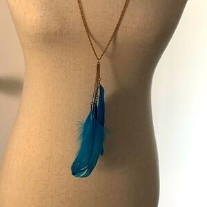 Bohemian Feather Necklace With Gold Chain